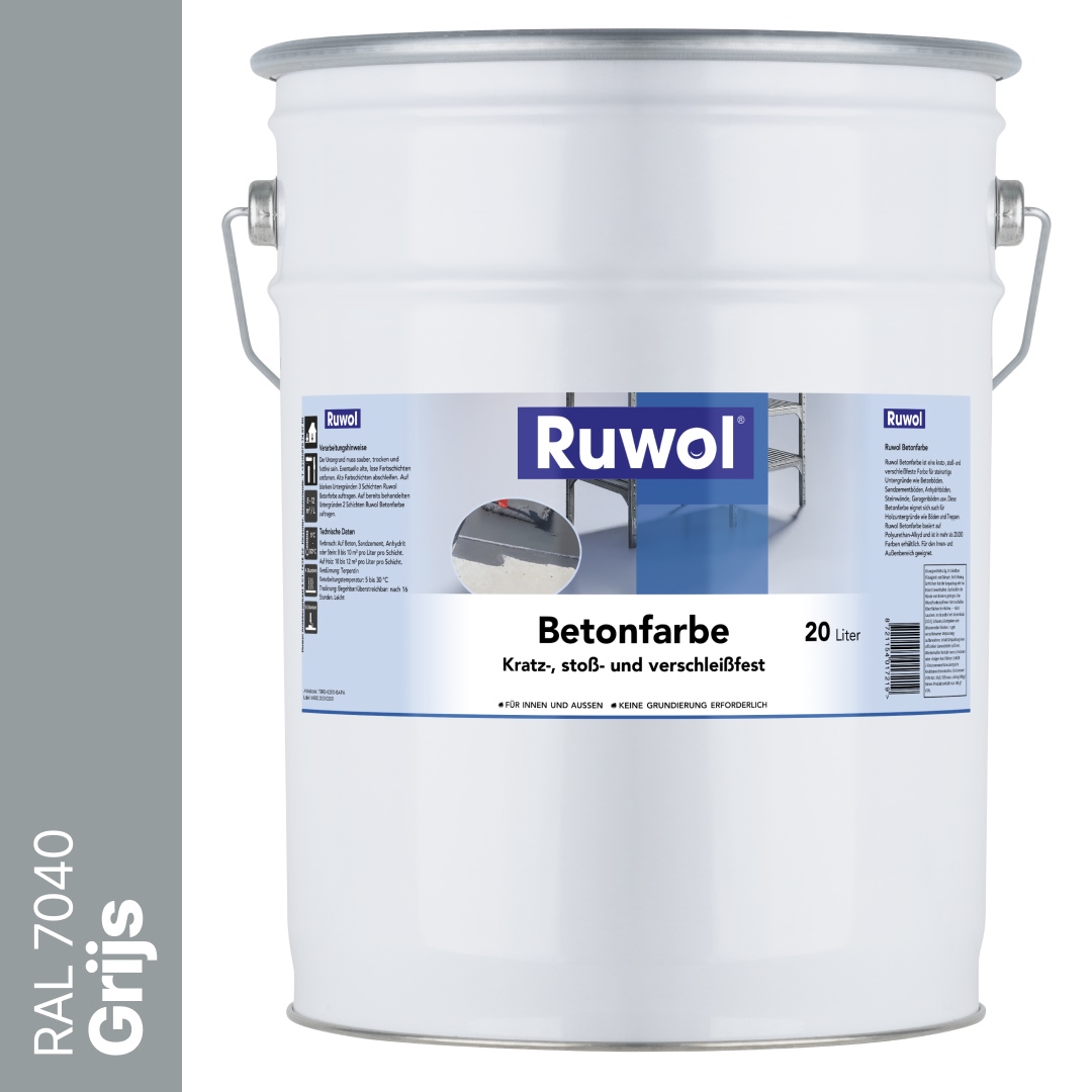 Ruwol Betonverf Grijs (RAL 7040) 20 liter