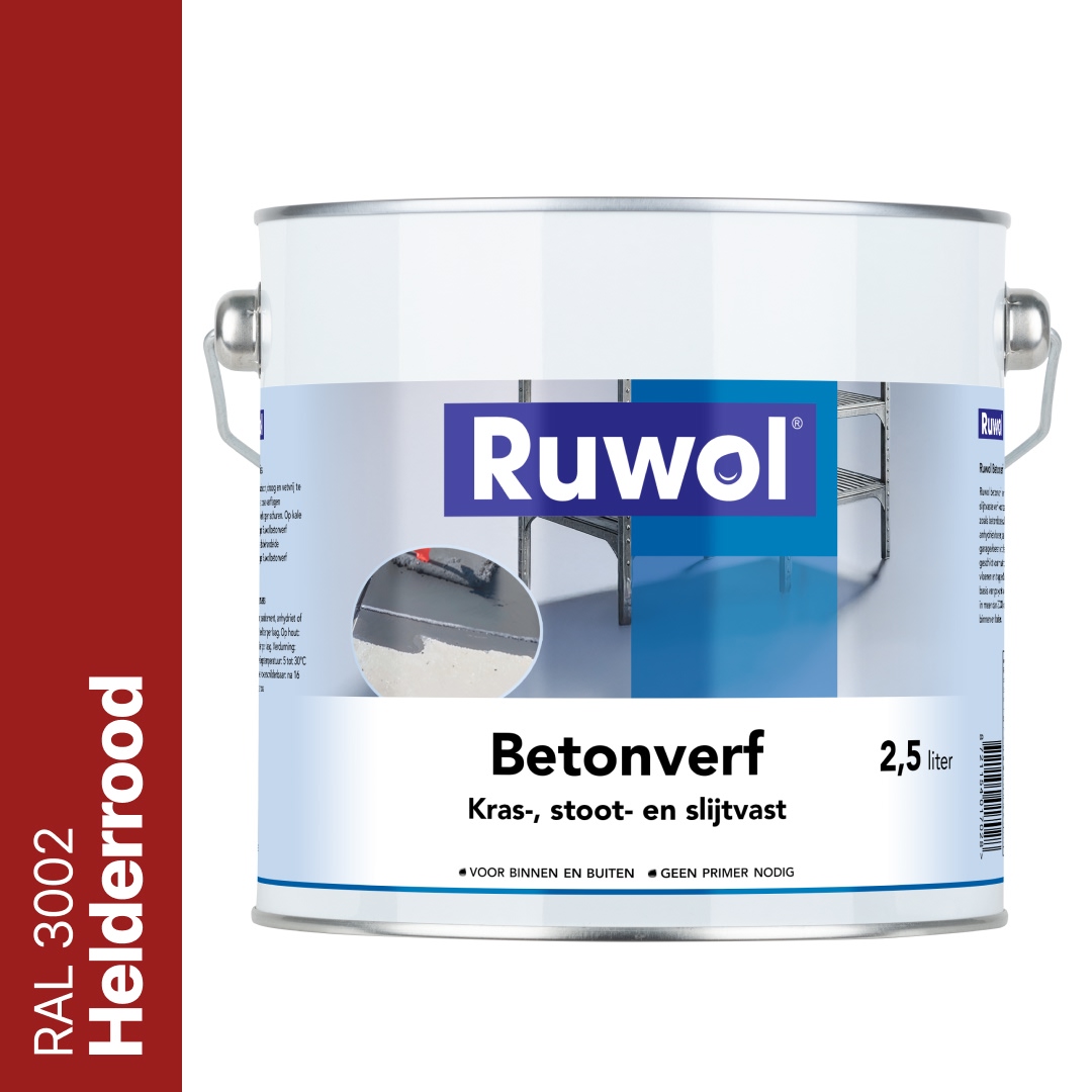 Ruwol Betonverf Helderrood (RAL 3002) 2,5 liter